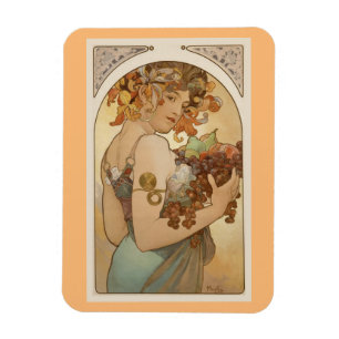 Schöne Art Nouveau Jugendstil Alfons Mucha Frucht Magnet