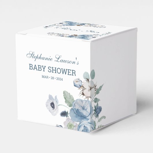 Schöne Ash Blue Floral Baby Dusche Geschenkschachtel (Vorderseite)