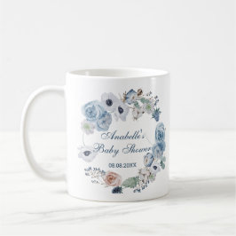 Schöne Ash Blue Floral Baby Dusche Kaffeetasse