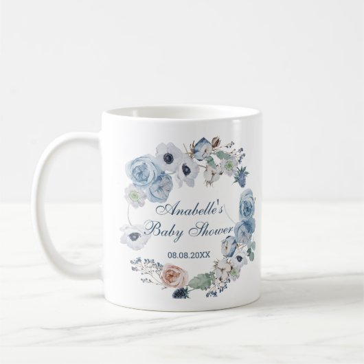 Schöne Ash Blue Floral Baby Dusche Kaffeetasse (Links)