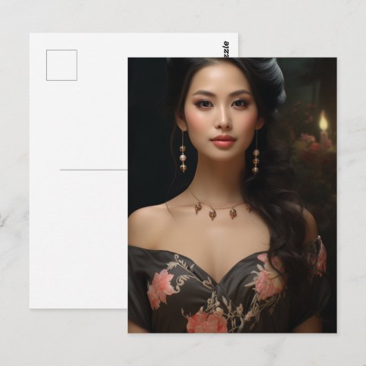 Schöne asiatische Frau Postkarte (Vorne/Hinten)