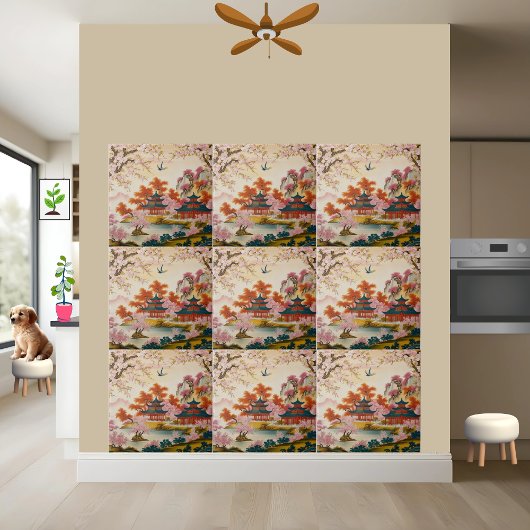 Schöne Asiatische Inspirierte Blumenstrauß Chinois Fliese