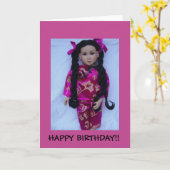 Schöne Asiatische Puppe Karte (Gelbe Blume)