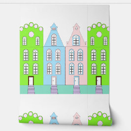 Schöne ästhetische Stadt des europäischen Cartoon Tapete