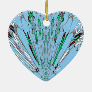 Schöne atemberaubende aqua blaue fantastische Blum Keramik Ornament