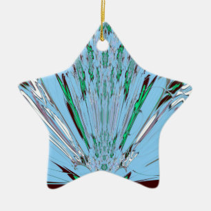 Schöne atemberaubende aqua blaue fantastische Blum Keramik Ornament