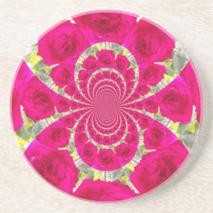 Schöne atemberaubende rote Rosen Kaleidoskop-Muste Untersetzer