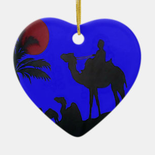Schöne atemberaubende Sonnenuntergangs-Kamelsafari Keramikornament