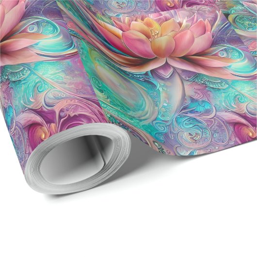 Schöne ätherische Whimsical Lotus Blume Geschenkpapier (Rolleneckpunkt)