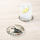 Schöne Atlantic-Puffin-Weiße Blumen Getränkeuntersetzer (Seite)