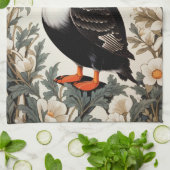Schöne Atlantischer Papageientaucher Weiße Blumen Geschirrtuch (Gefaltet)