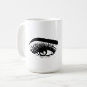 Schöne Augen Lash Verlängerung Leinen Wimpern Frau Kaffeetasse (Vorderseite Links)