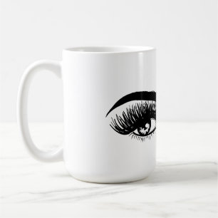 Schöne Augen Lash Verlängerung Leinen Wimpern Frau Kaffeetasse