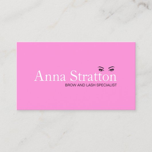 Schöne Augen Pink Lash und Brows Visitenkarte (Vorderseite)