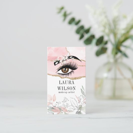 Schöne Augenblüte Rosa Aquarell Blume Visitenkarte (Stehend Vorderseite)