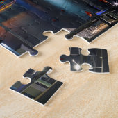 Schöne Aussicht auf den Hafen bei Nacht Puzzle (Seite)