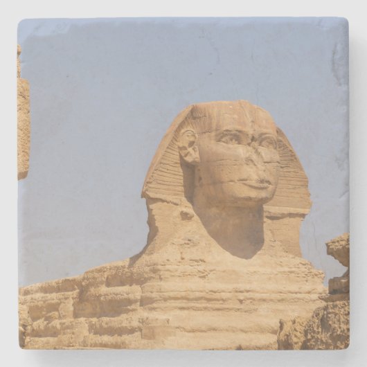 Schöne Aussicht auf die alte Große Sphinx in Ägypt Steinuntersetzer (Vorderseite)