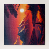 schöne Aussicht auf die Berge mit See Puzzle (Vertikal)