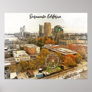 Schöne Aussicht auf Sacramento Kalifornien Stadt Poster