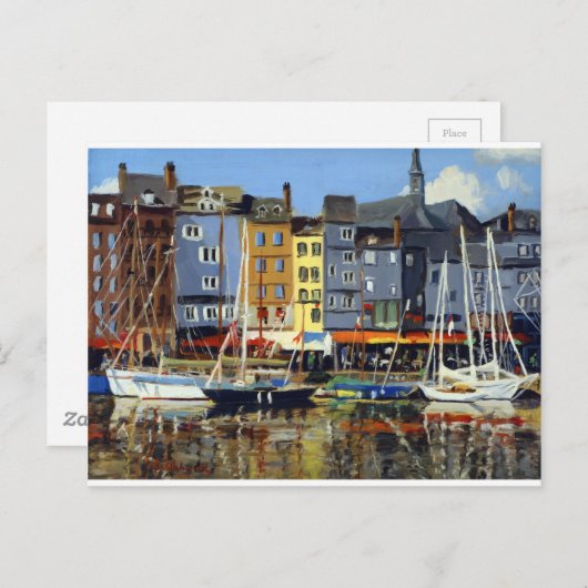 Schöne Aussicht auf Sailboats im Hafen von Honflue Postkarte (Vorne/Hinten)