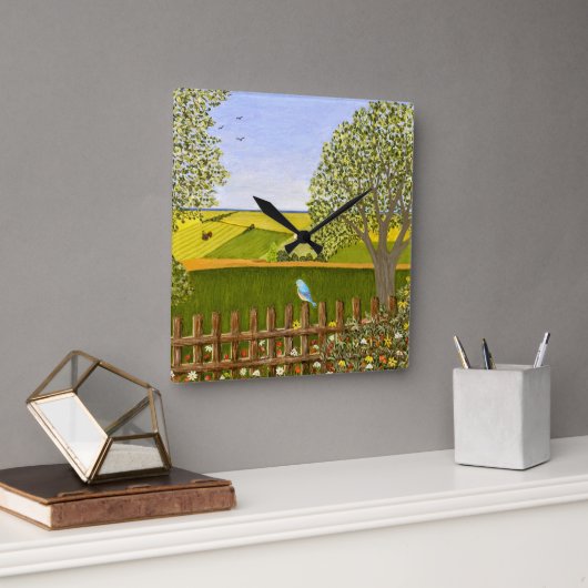 Schöne Aussicht Quadratische Wanduhr (Büro)