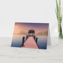 Schöne Aussicht von der Bucht mit Sonnenuntergang Dankeskarte