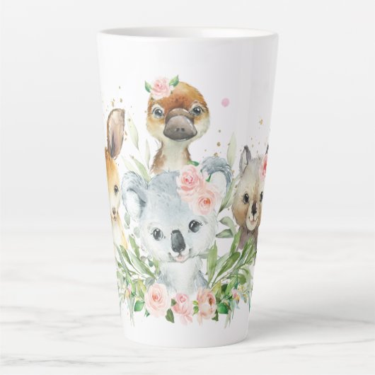 Schöne australische Tiere Pink Floral Koala Milchtasse (Vorderseite)