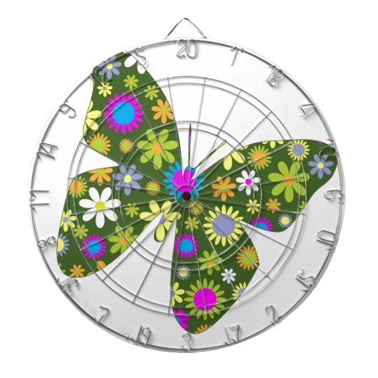 Schöne Aziza Butterfly Whimsy Blüten Dartscheibe (vorne)