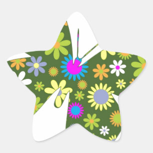 Schöne Aziza Butterfly Whimsy Blüten Stern-Aufkleber