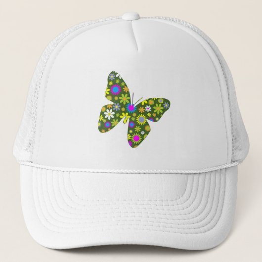 Schöne Aziza Butterfly Whimsy Blüten Truckerkappe (Vorderseite)