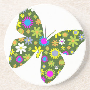 Schöne Aziza Butterfly Whimsy Blüten Untersetzer