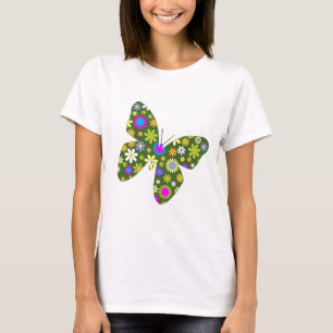Schöne Aziza Schmetterlingsflügel Launen Blüten T-Shirt