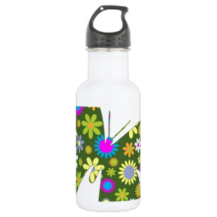 Schöne Aziza Schmetterlingsflügel Launen Blüten Trinkflasche