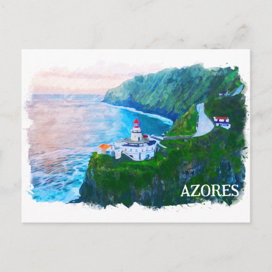 Schöne Azoren Atlantische Inseln Aquarell Postkarte (Vorderseite)