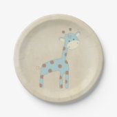 Schöne Baby-Blau-Giraffe Pappteller (Vorderseite)