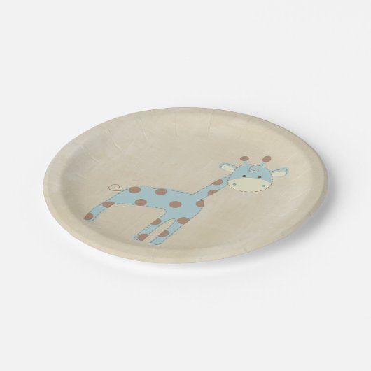 Schöne Baby-Blau-Giraffe Pappteller (Schrägansicht)