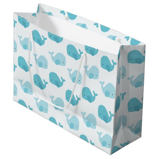 Schöne Baby-Blauwale Große Geschenktüte (Vorderseite Schrägansicht)