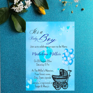 Schöne Baby Boy Blue Baby Dusche Einladung
