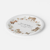 Schöne Baby Bunny Deer Fox Floral Baby Dusche Pappteller (Schrägansicht)