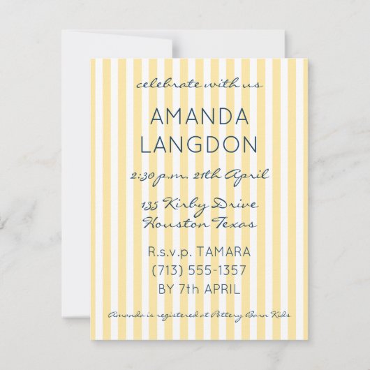 Schöne Baby Dusche Einladung Vorlage (Rückseite)