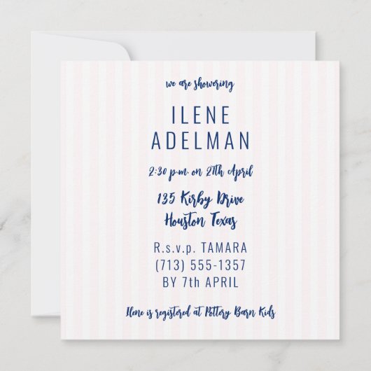 Schöne Baby Dusche Einladung Vorlage (Rückseite)