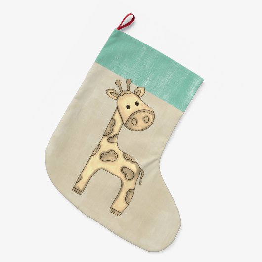 Schöne Baby-Giraffe Weihnachten Großer Weihnachtsstrumpf (Vorderansicht (hängend))
