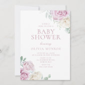 Schöne Baby Pink Floral Baby Dusche Einladung (Vorderseite)