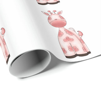 Schöne Baby-Rosa-Giraffe Geschenkpapier