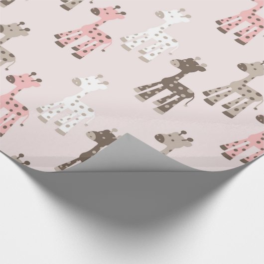 Schöne Baby-Rosa-Giraffe Geschenkpapier (Ecke)