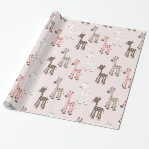 Schöne Baby-Rosa-Giraffe Geschenkpapier