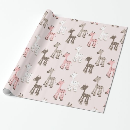 Schöne Baby-Rosa-Giraffe Geschenkpapier (Ungerollt)