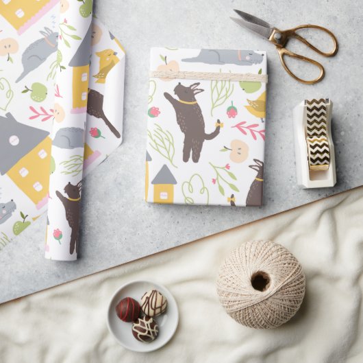 Schöne Babydusche für Welpen und Vögel Geschenkpapier (Kunsthandwerk)