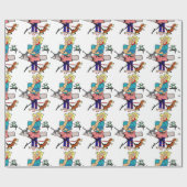 Schöne Babyduschenverpackung, geschäftiger Cartoon Geschenkpapier (Flach)