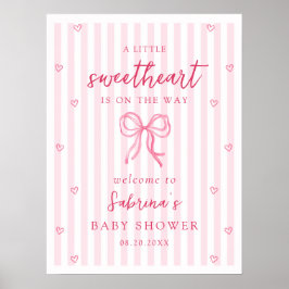 Schöne Babyparty Begrüßung mit rosa Schleife Poster